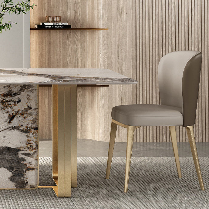 Luxury Sintered Stone Top Dining Set Rectangle 1/3/4/5/6 Pieces Dining Room Table Set Clearhalo 'Dining Room Sets' 'Dining Tables & Seating' 'dining_room_set' 'furn' 'furn_dining_room_set' 'Furniture' 'Kitchen & Dining Furniture' 5097563