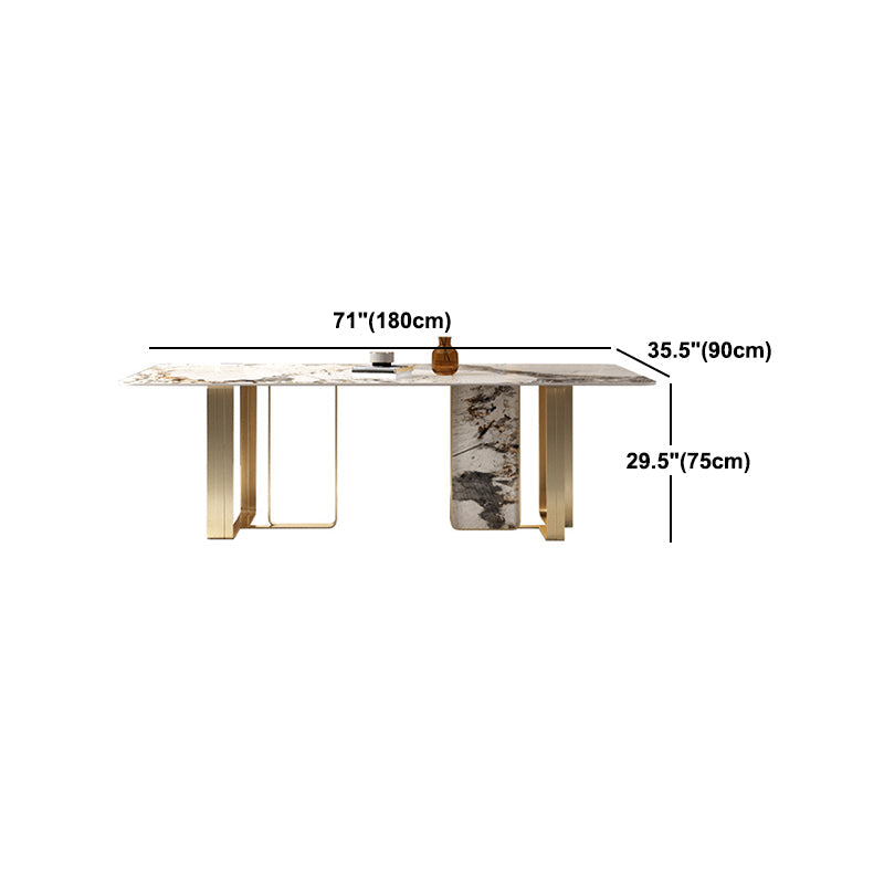 Luxury Sintered Stone Top Dining Set Rectangle 1/3/4/5/6 Pieces Dining Room Table Set Clearhalo 'Dining Room Sets' 'Dining Tables & Seating' 'dining_room_set' 'furn' 'furn_dining_room_set' 'Furniture' 'Kitchen & Dining Furniture' 5097567