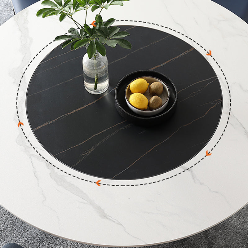 Modern Round Pub Table Stone Top Black Base Pedestal Casual Dining Table Clearhalo 'Dining Tables & Seating' 'Dining Tables' 'dining_table' 'furn' 'furn_dining_table' 'Furniture' 'Kitchen & Dining Furniture' 5097595