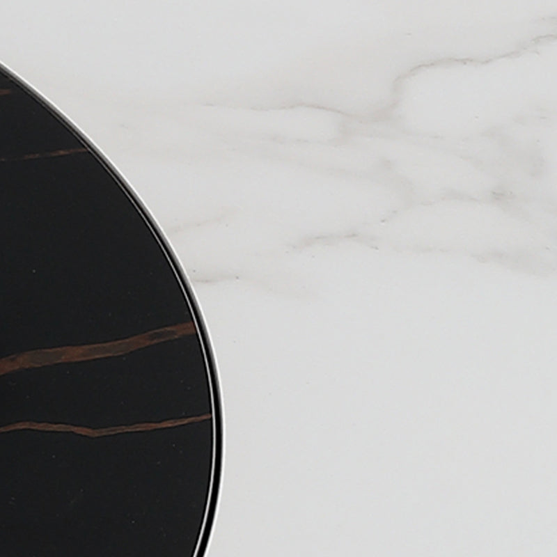 Modern Round Pub Table Stone Top Black Base Pedestal Casual Dining Table Clearhalo 'Dining Tables & Seating' 'Dining Tables' 'dining_table' 'furn' 'furn_dining_table' 'Furniture' 'Kitchen & Dining Furniture' 5097596