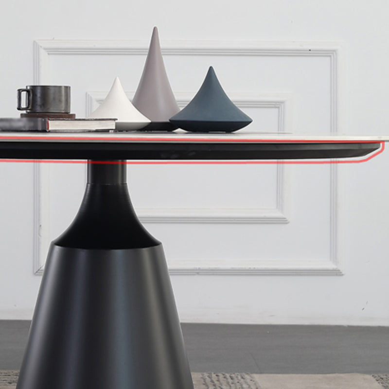 Modern Round Pub Table Stone Top Black Base Pedestal Casual Dining Table Clearhalo 'Dining Tables & Seating' 'Dining Tables' 'dining_table' 'furn' 'furn_dining_table' 'Furniture' 'Kitchen & Dining Furniture' 5097597
