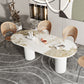 Gold Oval Stone Dining Site Table Modern Iron Double Pedestal Dining Table