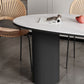 Gold Oval Stone Dining Site Table Modern Iron Double Pedestal Dining Table