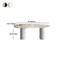 Gold Oval Stone Dining Site Table Modern Iron Double Pedestal Dining Table