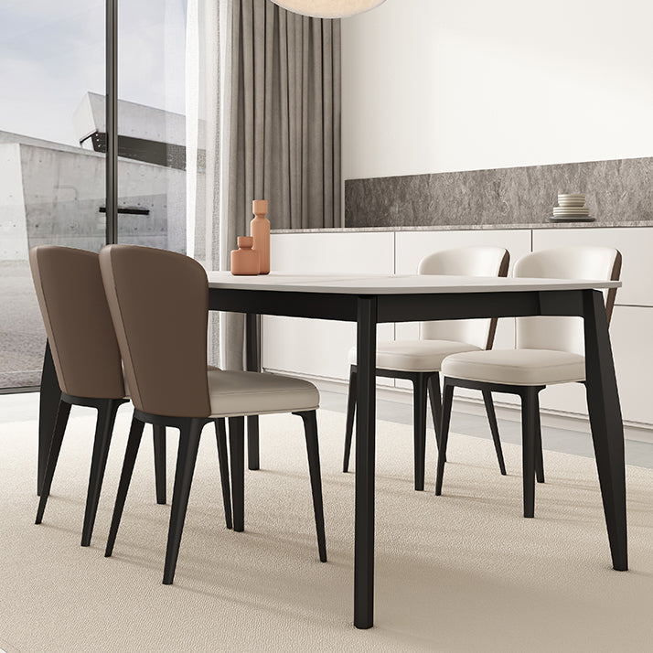 工業長方形のダイナーテーブル三脚ベースダイニングテーブルと白い石の上部