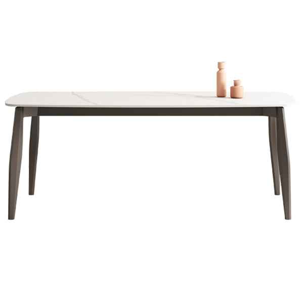 工業長方形のダイナーテーブル三脚ベースダイニングテーブルと白い石の上部