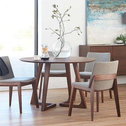 Modern Solid Wood Dining Room Collection Double Pedestal Dining Table in Walnut 23.6"L x 23.6"W x 29.5"H Without Chairs Clearhalo 'Dining Tables & Seating' 'Dining Tables' 'dining_table' 'furn' 'furn_dining_table' 'Furniture' 'Kitchen & Dining Furniture' 5097649