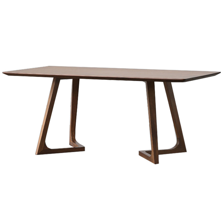 Modern Solid Wood Dining Room Collection Double Pedestal Dining Table in Walnut Without Chairs Clearhalo 'Dining Tables & Seating' 'Dining Tables' 'dining_table' 'furn' 'furn_dining_table' 'Furniture' 'Kitchen & Dining Furniture' 5097654