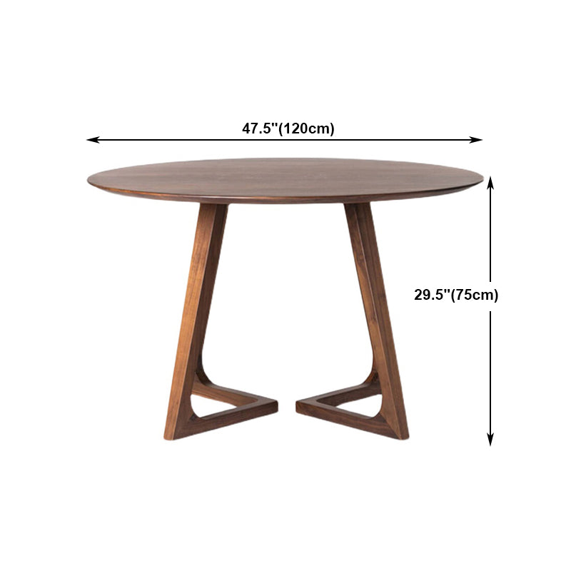 Modern Solid Wood Dining Room Collection Double Pedestal Dining Table in Walnut Clearhalo 'Dining Tables & Seating' 'Dining Tables' 'dining_table' 'furn' 'furn_dining_table' 'Furniture' 'Kitchen & Dining Furniture' 5097659
