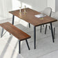 Black Iron Tripod Base Dining Table Modern Industrial Solid Wood Top Table