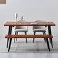 Black Iron Tripod Base Dining Table Modern Industrial Solid Wood Top Table
