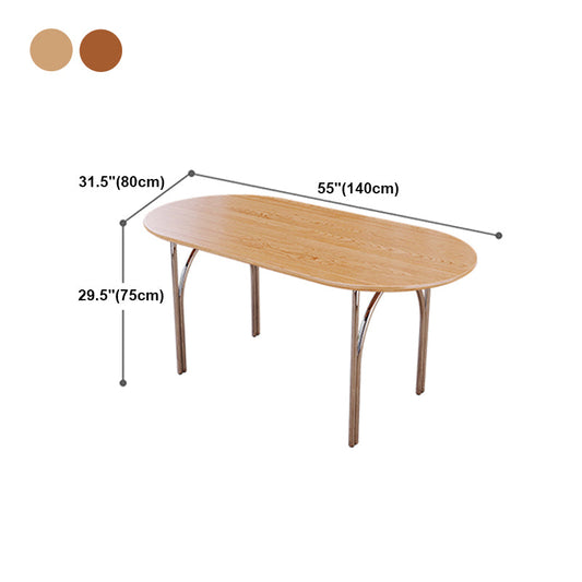 楕円形4脚スチールダイニングテーブルモダンウッドトップクロムベースダイニングサイトテーブル