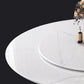Modern Round Dining Table White and Black Metal Base Convertible Dining Table