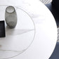 Modern Round Dining Table White and Black Metal Base Convertible Dining Table