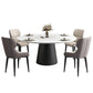 Modern Round Dining Table White and Black Metal Base Convertible Dining Table
