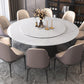 Modern Round Dining Table White and Black Metal Base Convertible Dining Table