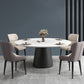 Modern Round Dining Table White and Black Metal Base Convertible Dining Table