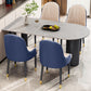 Modern 3 Legs Dining Table Stone Top and Metal Base in Black Dining Table Gray 63"L x 31.5"W x 29.5"H Without Chairs Clearhalo 'Dining Tables & Seating' 'Dining Tables' 'dining_table' 'furn' 'furn_dining_table' 'Furniture' 'Kitchen & Dining Furniture' 5097742