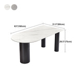Modern 3 Legs Dining Table Stone Top and Metal Base in Black Dining Table Clearhalo 'Dining Tables & Seating' 'Dining Tables' 'dining_table' 'furn' 'furn_dining_table' 'Furniture' 'Kitchen & Dining Furniture' 5097750