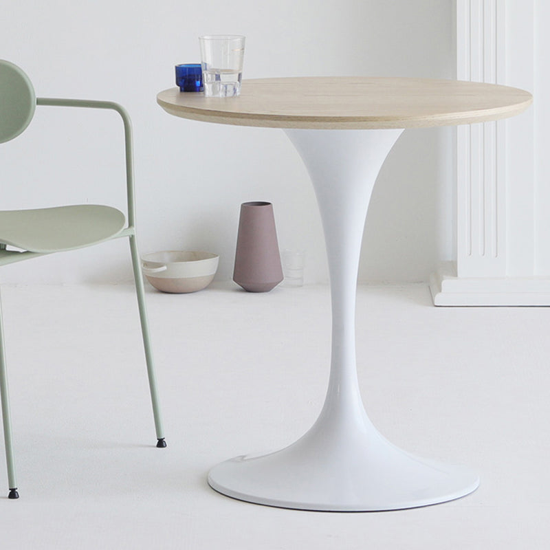 リビングルームラウンドトップダイニングテーブルメタルベース付きコンテンポラリーダイニングテーブル