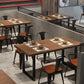 Mesa de comedor de madera maciza marrón mesa de comedor industrial con marco negro