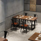 Mesa de comedor de madera maciza marrón mesa de comedor industrial con marco negro