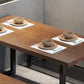 Mesa de comedor de madera maciza marrón mesa de comedor industrial con marco negro