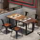 Mesa de comedor de madera maciza marrón mesa de comedor industrial con marco negro