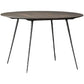 Round Solid Wood Dining Table Brown 4 Legs Dining Table with Metal Base