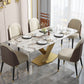 Mesa de interior de la mesa de piedra sinterizada de lujo con pedestal dorado