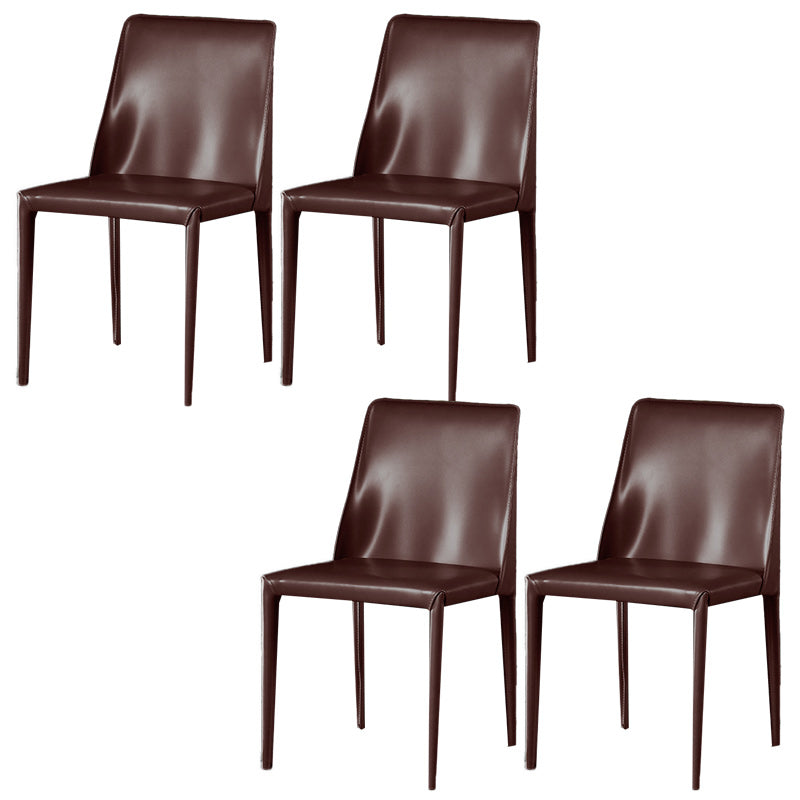 Faux Leather Contemporary Home Side Chair Matte Finish Solid Back Dining Chair