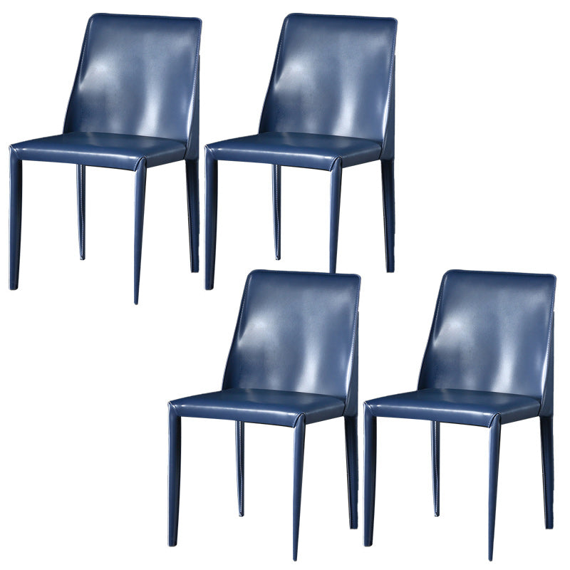 Faux Leather Contemporary Home Side Chair Matte Finish Solid Back Dining Chair