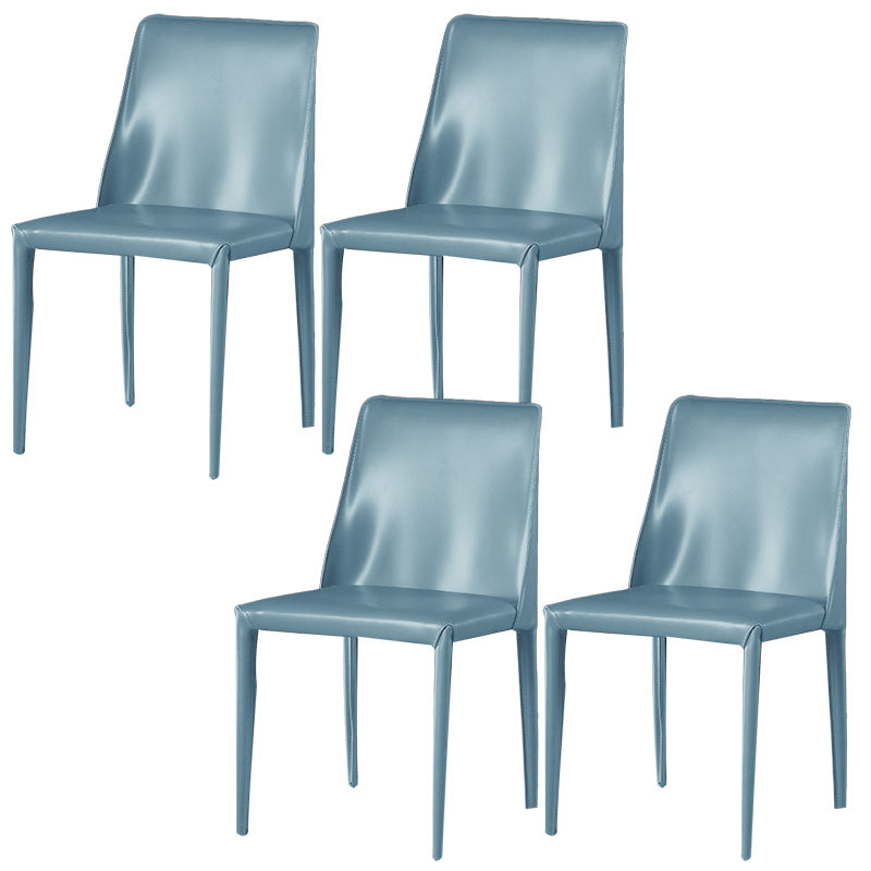 Faux Leather Contemporary Home Side Chair Matte Finish Solid Back Dining Chair