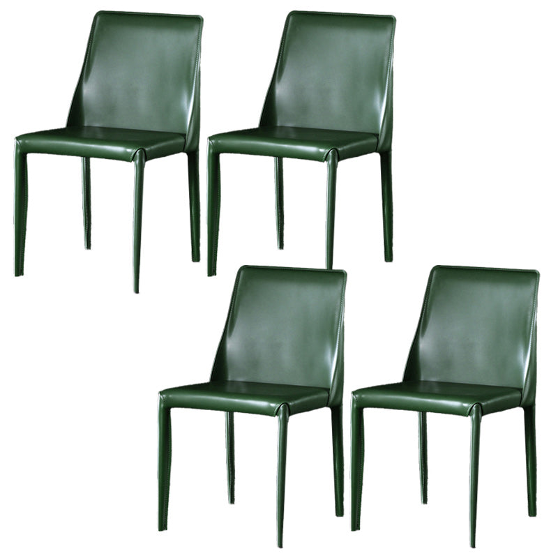 Faux Leather Contemporary Home Side Chair Matte Finish Solid Back Dining Chair