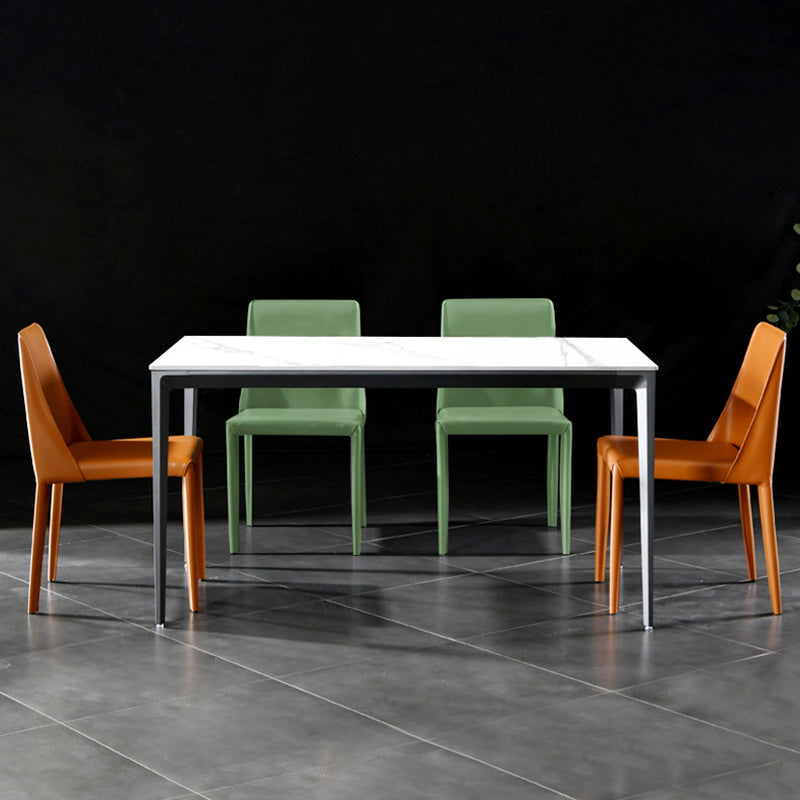 Faux Leather Contemporary Home Side Chair Matte Finish Solid Back Dining Chair