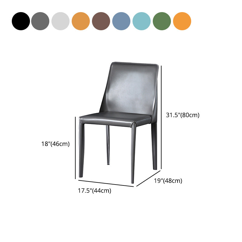Faux Leather Contemporary Home Side Chair Matte Finish Solid Back Dining Chair