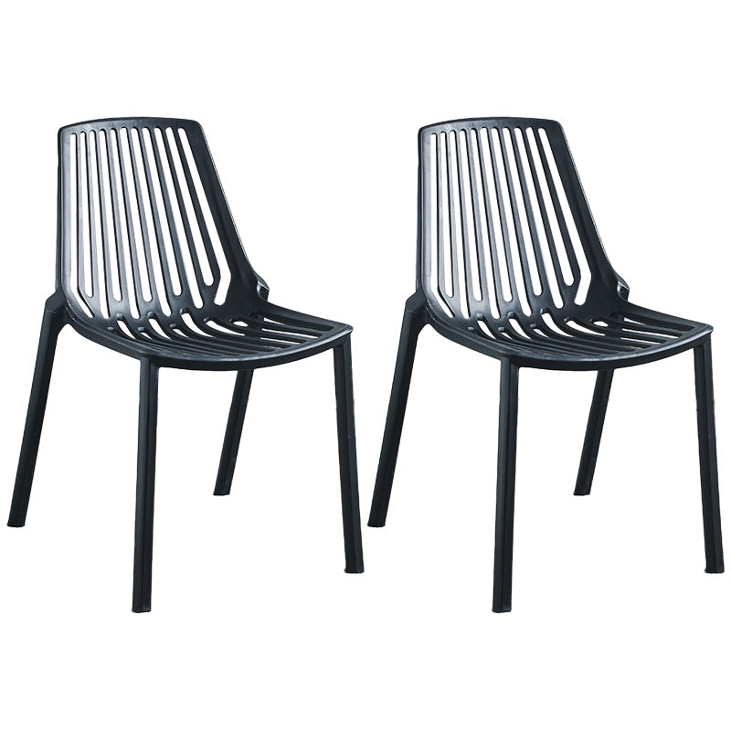 Glam Style Dining Room Chair Plastic Slat Back Chair for Indoor