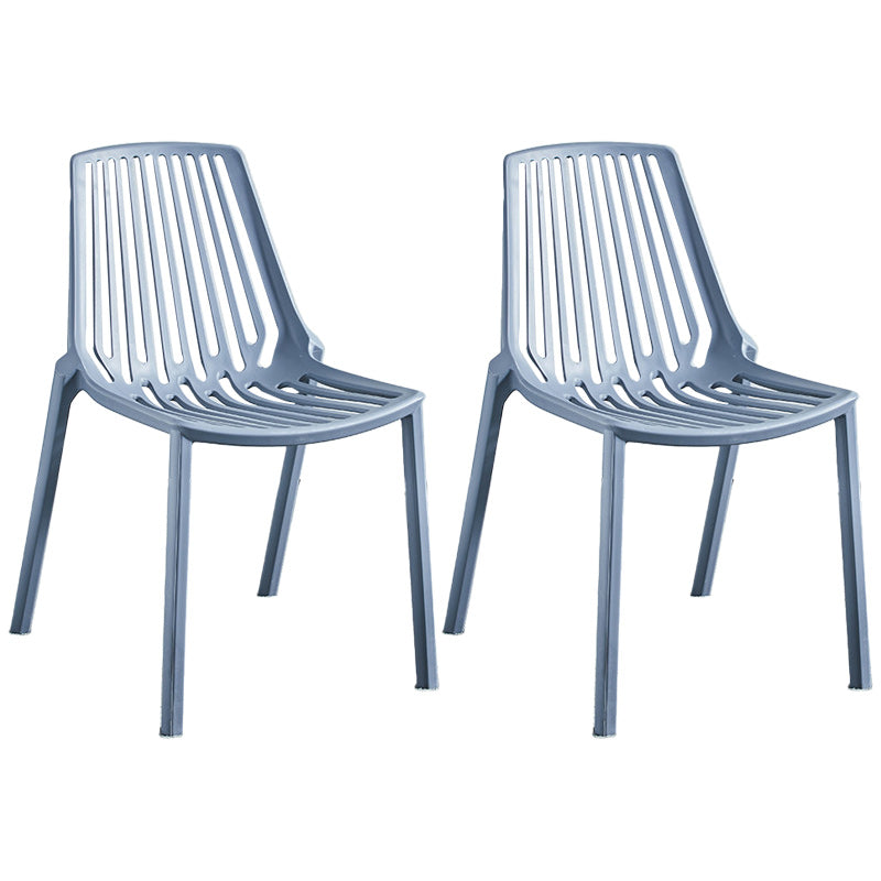 Glam Style Dining Room Chair Plastic Slat Back Chair for Indoor