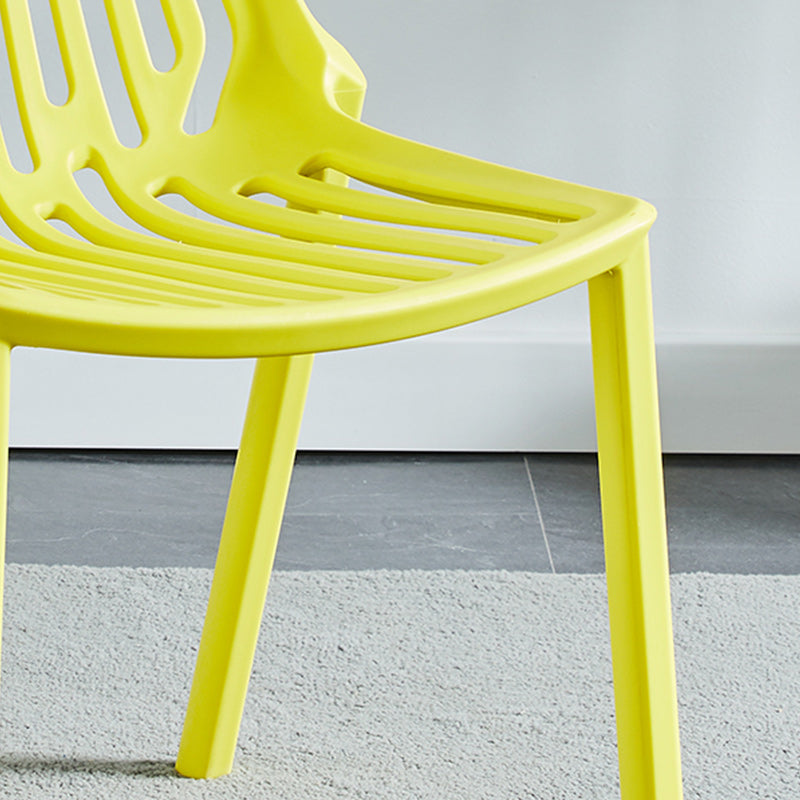 Glam Style Dining Room Chair Plastic Slat Back Chair for Indoor