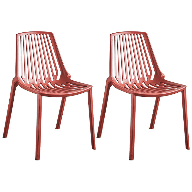 Glam Style Dining Room Chair Plastic Slat Back Chair for Indoor