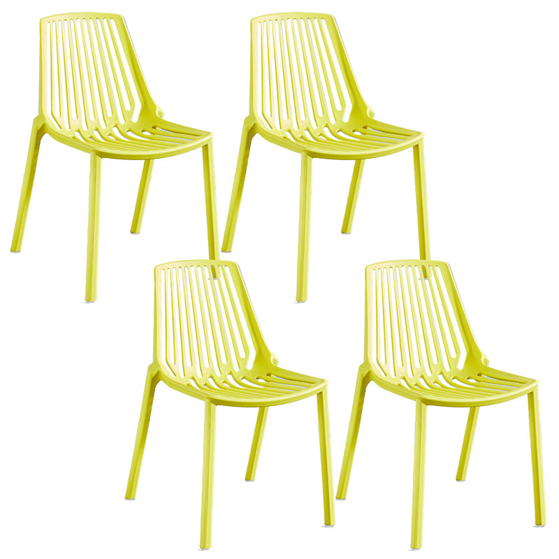 Glam Style Dining Room Chair Plastic Slat Back Chair for Indoor