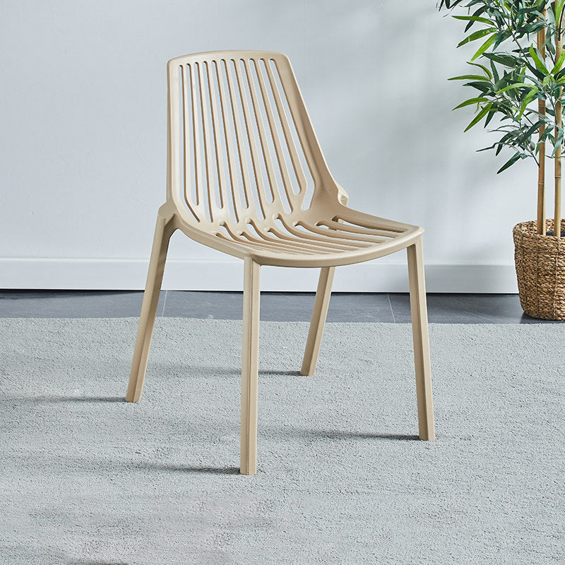 Glam Style Dining Room Chair Plastic Slat Back Chair for Indoor