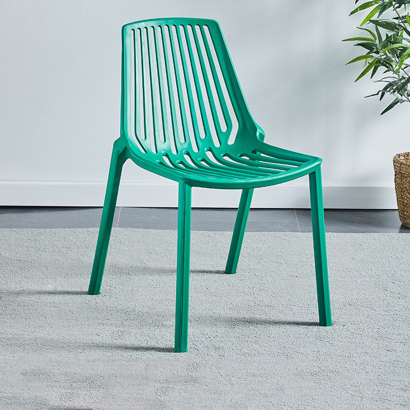 Glam Style Dining Room Chair Plastic Slat Back Chair for Indoor
