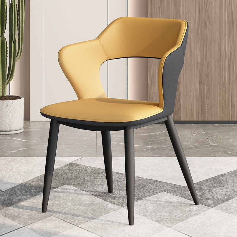 Faux Leather Modern Indoor Side Chair Matte Finish Open Back Dining Chair