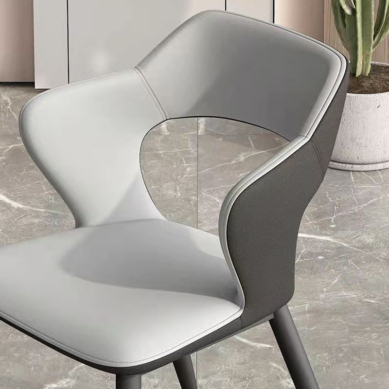 Faux Leather Modern Indoor Side Chair Matte Finish Open Back Dining Chair