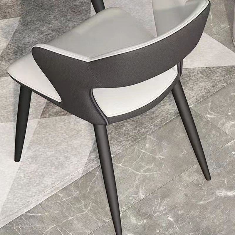 Faux Leather Modern Indoor Side Chair Matte Finish Open Back Dining Chair