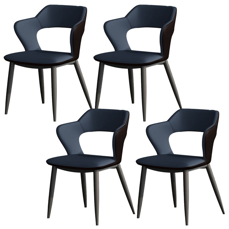 Faux Leather Modern Indoor Side Chair Matte Finish Open Back Dining Chair