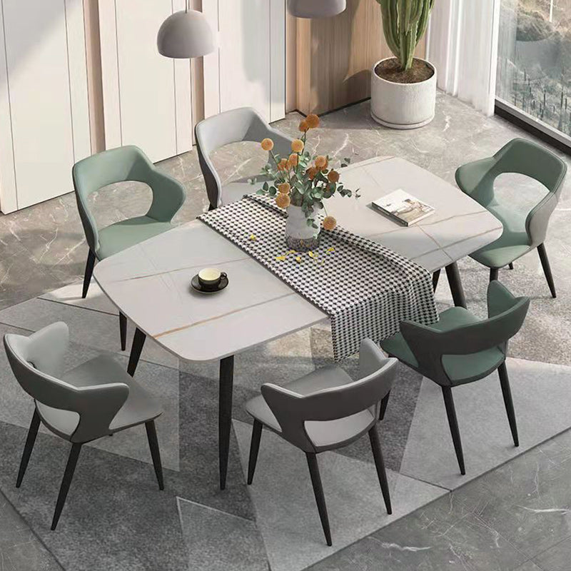 Faux Leather Modern Indoor Side Chair Matte Finish Open Back Dining Chair