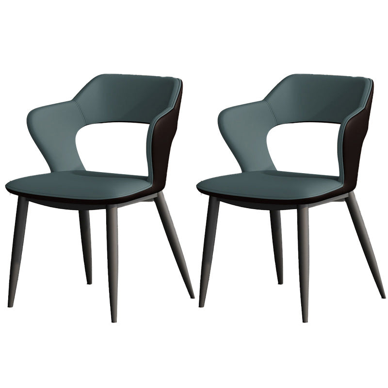 Faux Leather Modern Indoor Side Chair Matte Finish Open Back Dining Chair