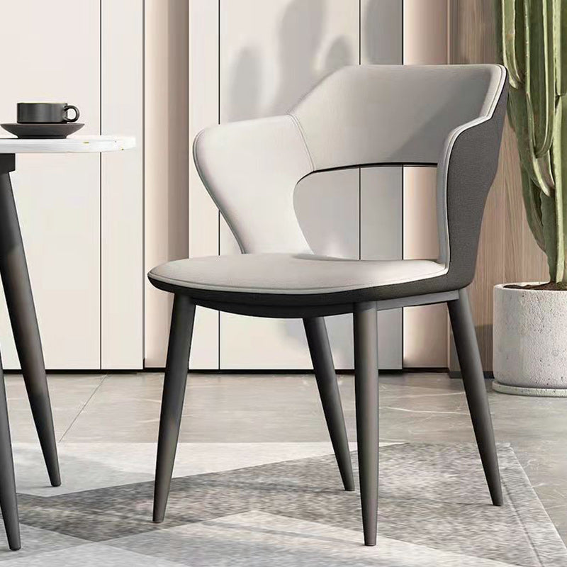 Faux Leather Modern Indoor Side Chair Matte Finish Open Back Dining Chair